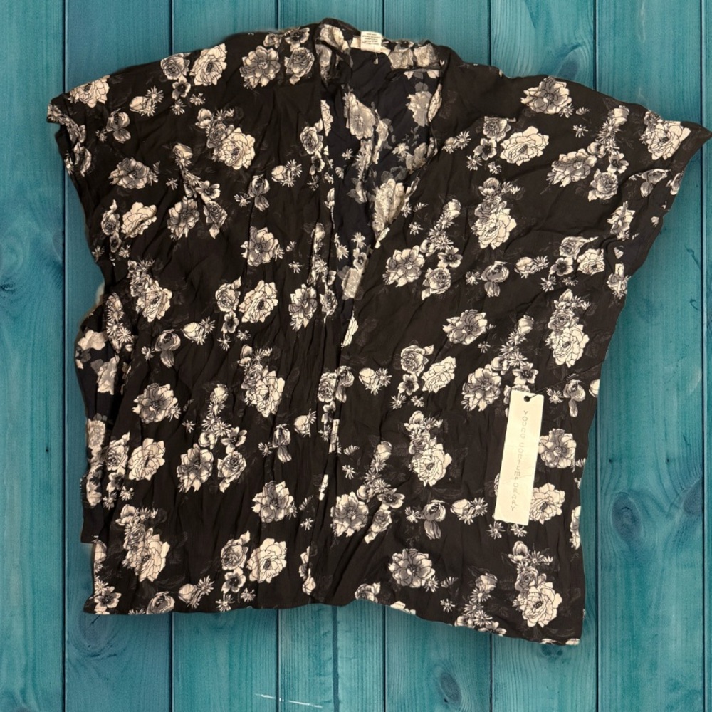 Floral Black and Blue Top